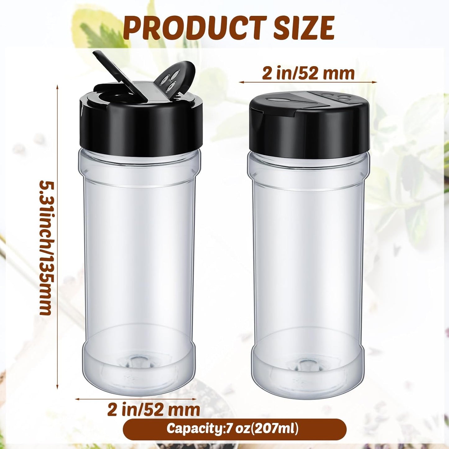 Jadive 36 Pcs 8.5 oz Plastic Spice Jars with Shaker Lids Clear Spice Bottles Plastic Seasoning Containers Empty Shaker for Kitchen Storing Herbs Seasoning Powders Pepper Dry Goods