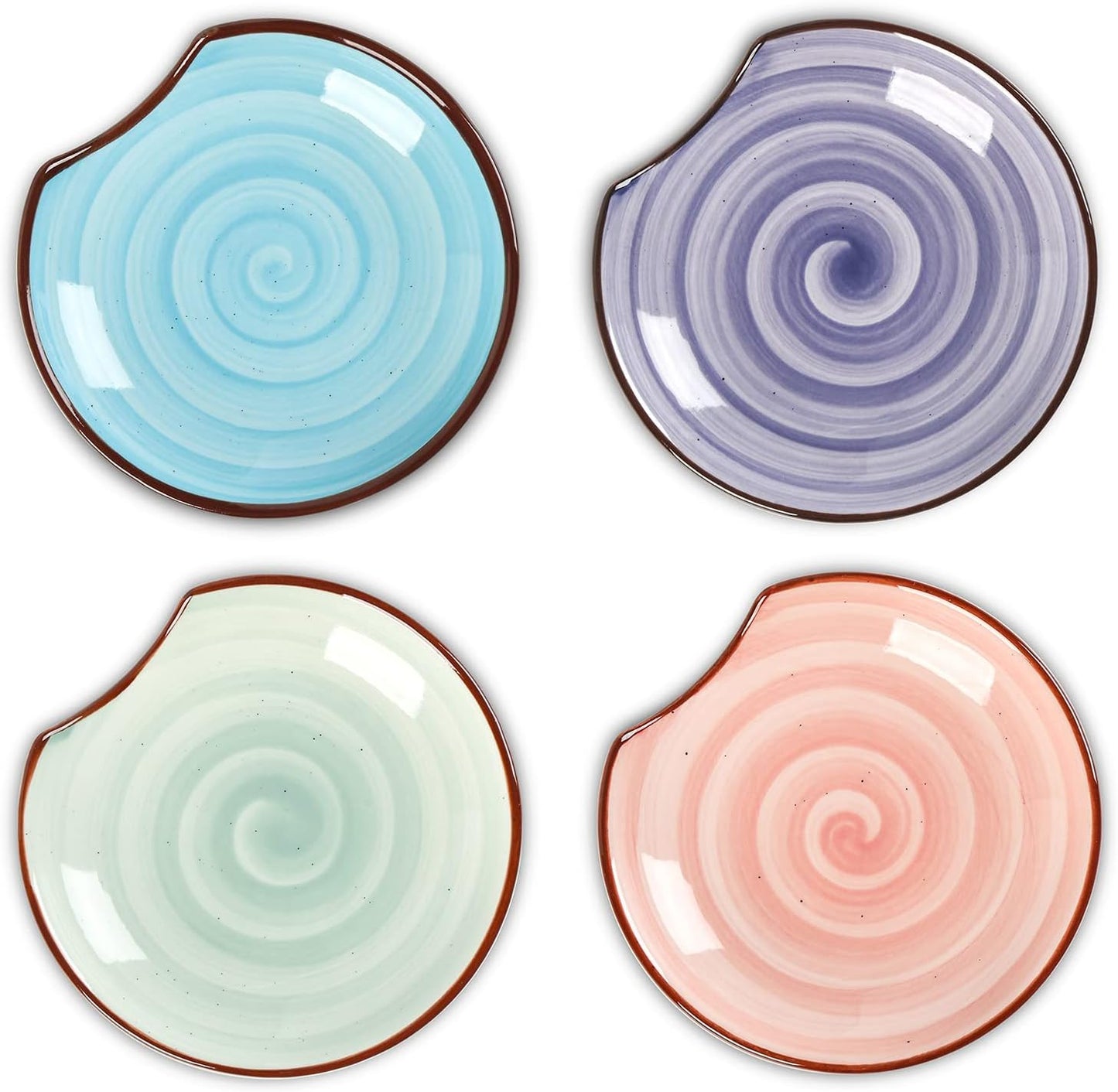 Selamica Ceramic Spoon Rest for Stove Top, 4.6 Inch Cooking Spoon Holder for Kitchen Counter, Stackable Utensil Rest Holder for Spatula Ladles Tong Coffee Spoon, Set of 4, Gradient Color