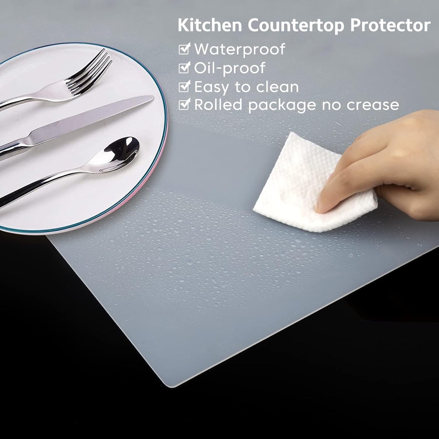 Silicone Mats for Kitchen Counter Thicker Extra Large Heat Resistant Mats Countertop Protector Liners for Bottom of Oven Air Fryer Coffee Maker, 24" x 16" x 2 mm, Translucent