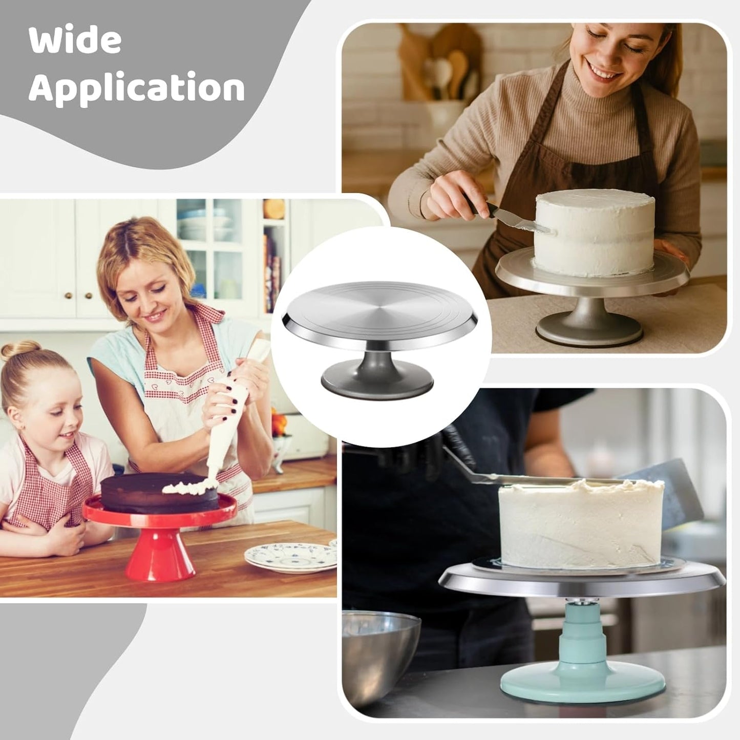 OMISTAR Aluminium Alloy Revolving Cake Stand, 12 in Cake Decorating Turntable, Non-Slip Rotating Platform, Smooth 360° Rotations for Cake Decorating and Baking Parties