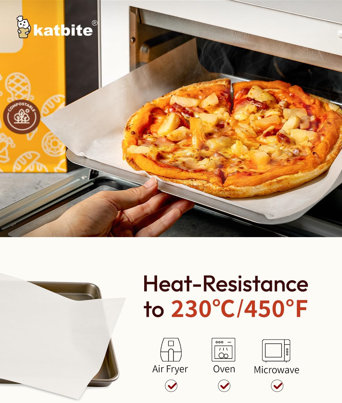 Katbite 75Pcs White Parchment Paper Sheets 12x16IN, Pre-Cut Heavy Duty Parchment Baking Paper, Non-Stick Half Sheet White Baking Parchment Paper for Air Fryer, Baking Cookie Pans[Advanced Series]