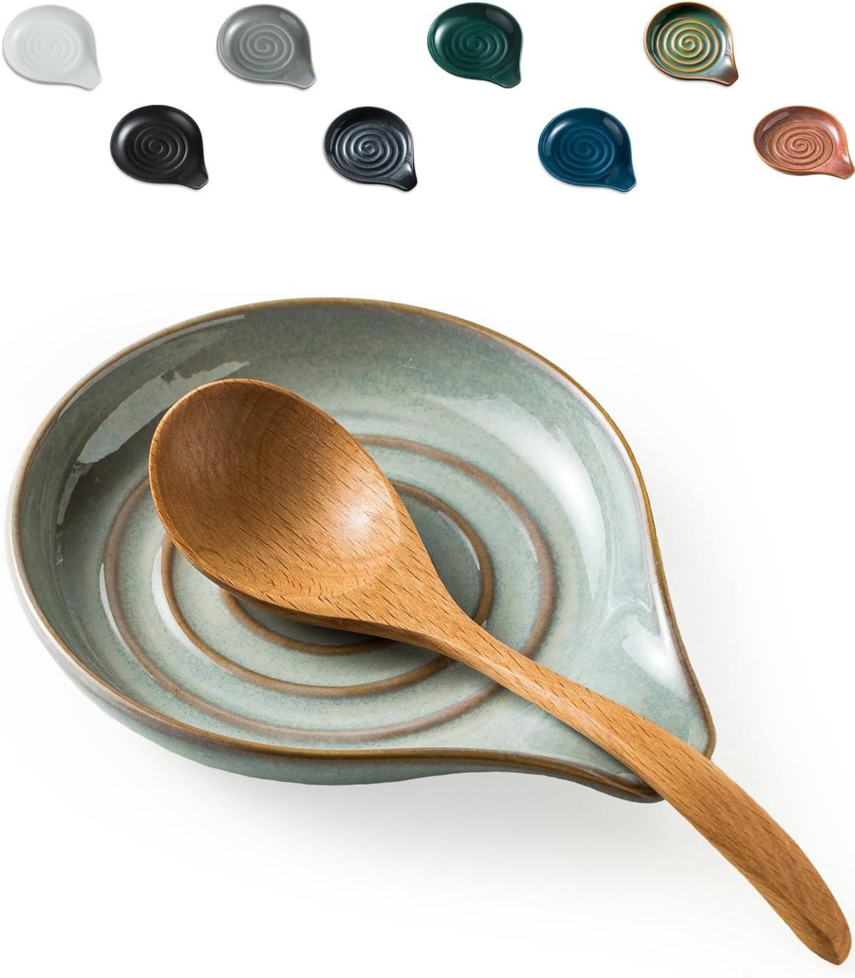 LAUCHUH Spoon Rest, 5" Large Spoon Holder for Stove Top Ceramic Spoon Rest Spatula Rest for Kitchen Utensils, Ladle, Coffee Spoons, Cooking spoons, Spatula, Tongs, Christmas, Unique Gray