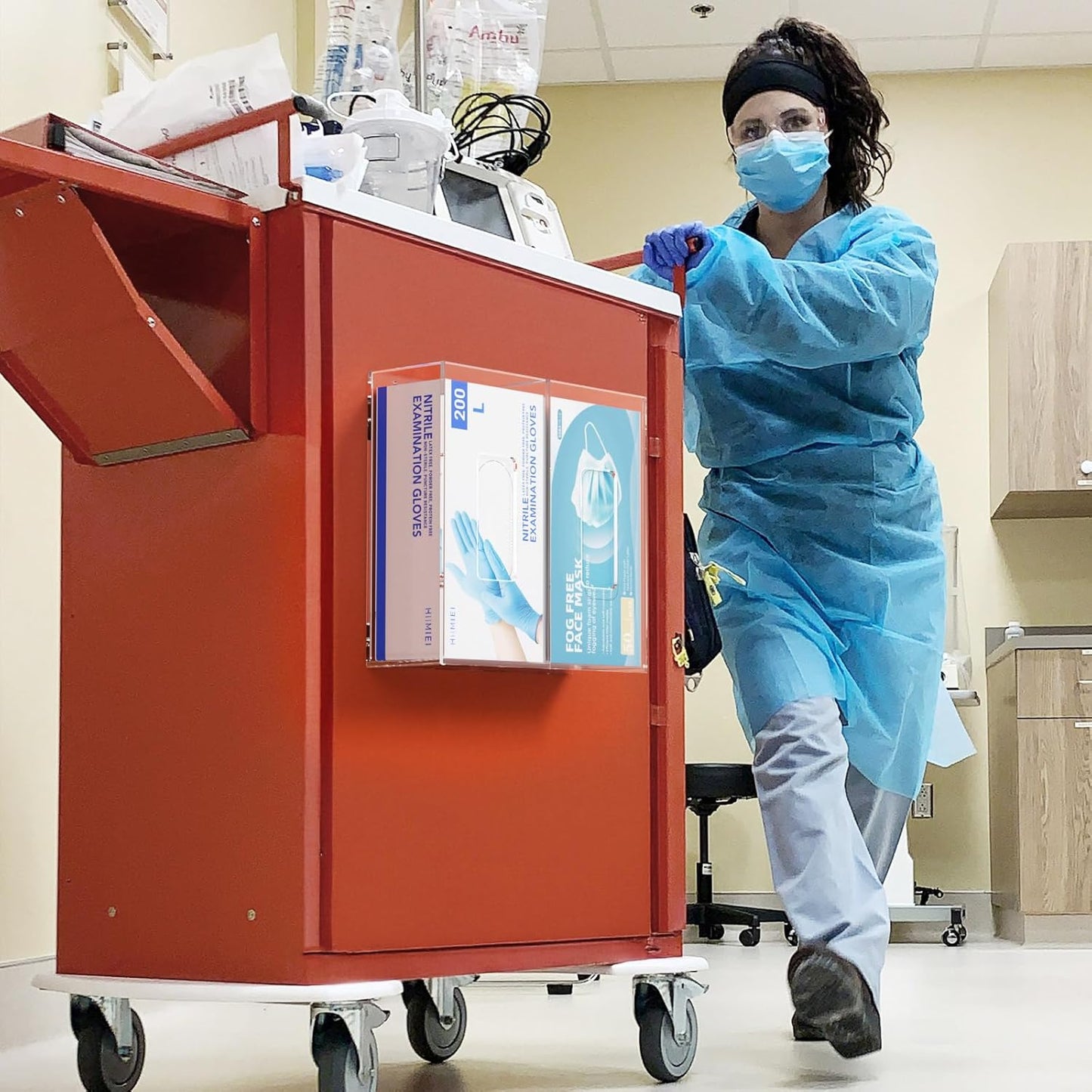 HIIMIEI Glove Holder for Wall Mount: Magnetic Gloves Box Holder, Acrylic Disposable Rubber Latex Glove Dispenser