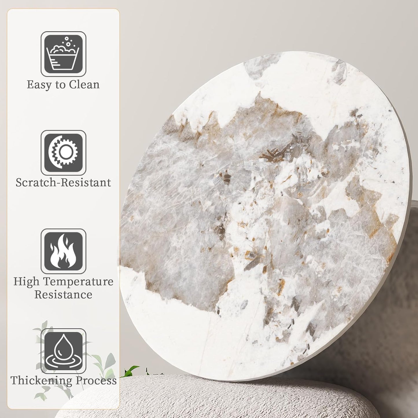 23.6" Lazy Susan for Table Top Sintered Stone Rotating Serving Tray for Dining Table, Kitchen Lazy Susan Organizer Spinning Rotating Food Server Party Centerpieces