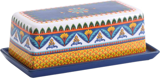 Bico Havana Ceramic Butter Dish with Lid, Wide Butter Keeper for Counter, Kitchen Countertop, Microwave and Dishwasher Safe