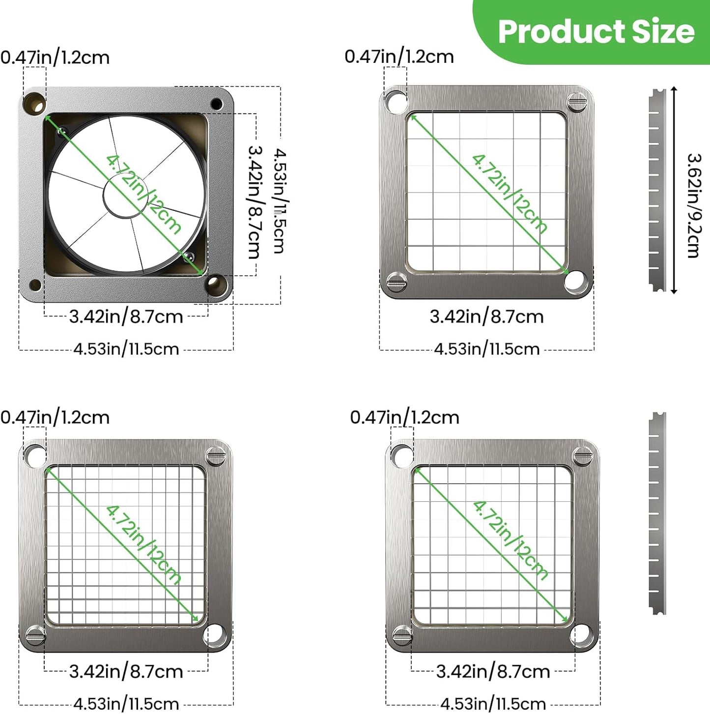 1/2" Replacement Blade & Push Block for Vegetable Chopper Dicers – Ultra Sharp Stainless Steel Cutter, Fits Multiple Brands, Easy to Install & Clean, Ideal for Home and Commercial Kitchens