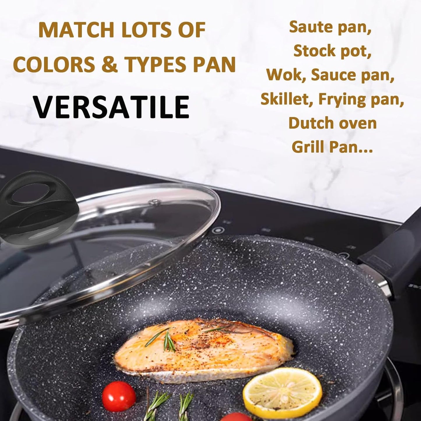 Glass Pot and Pan Lids, Universal Kitchen Cookware Covers (9.25 Inch)