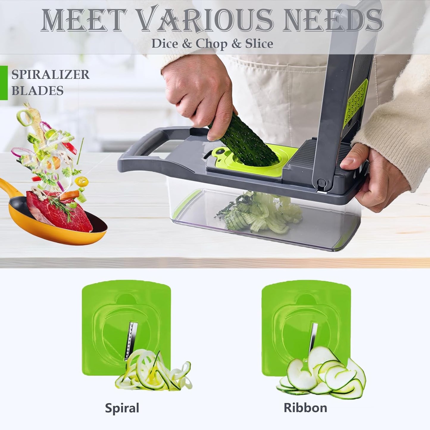Pro-Series 20-in-1 Mandoline Slicer & Spiralizer, Veggie Chopper with Container, Home Essential Kitchen Gadget