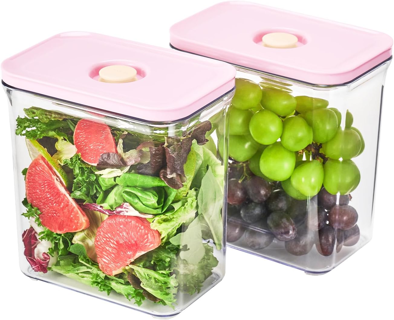 Premium Airtight Food Storage Containers ROSE 2.0L(2.11qt) 2P/SET, Patented Double Silicone Lining, 100% Leak Proof, BPA-FREE
