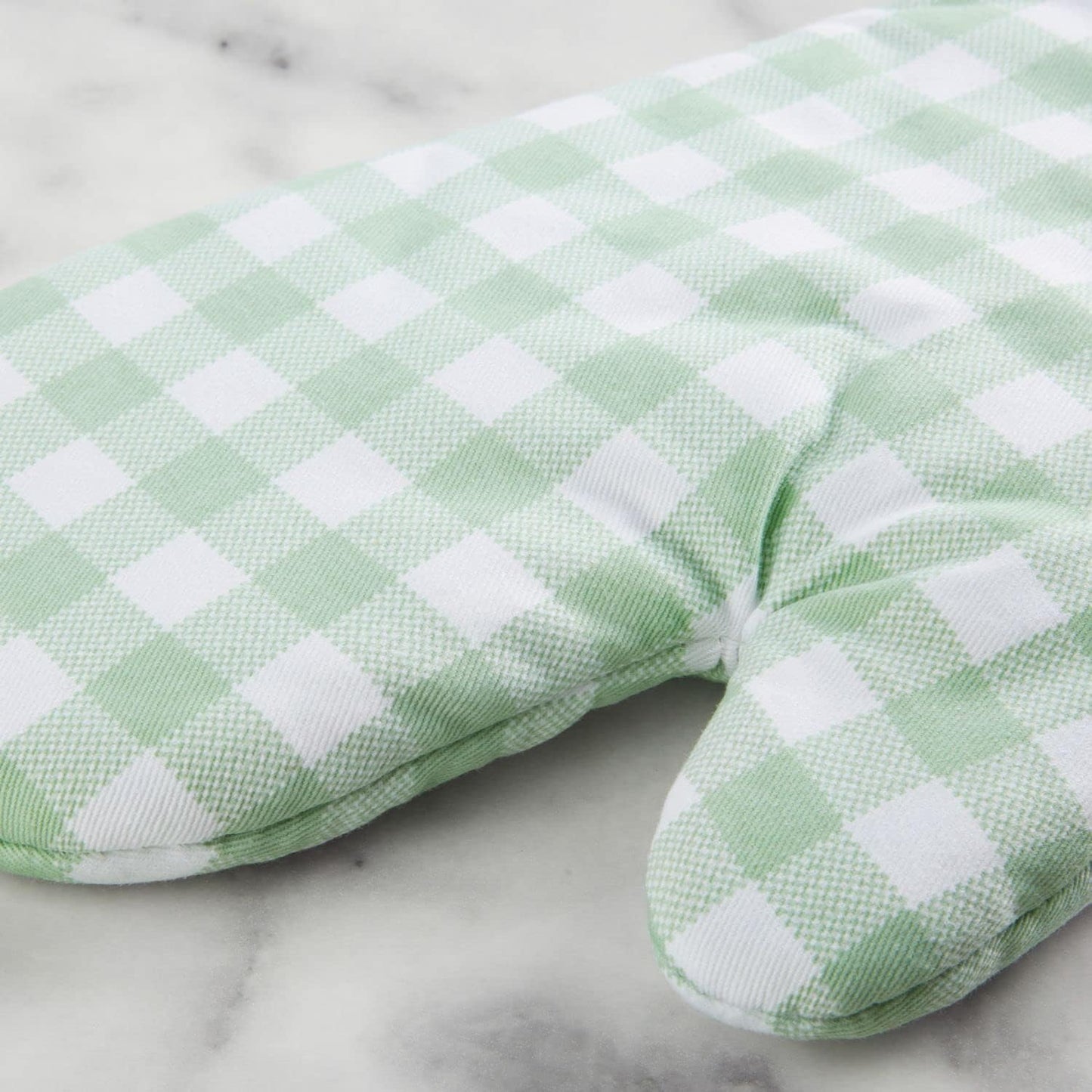KitchenAid Gingham Oven Mitt 2-Pack Set, Pistachio, 7"x13"