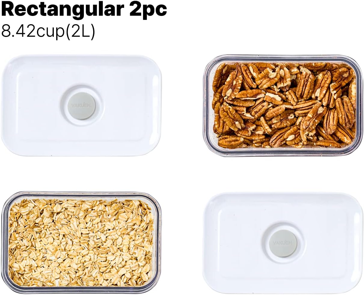 Premium Airtight Food Storage Containers, Rectangular 2PC-SET(2.11qt), Smart One-Click Seal Lid, 100% Leak Proof, Keep Food Fresh Longer, BPA-FREE, Dishwasher/Freezer & Microwave Safe