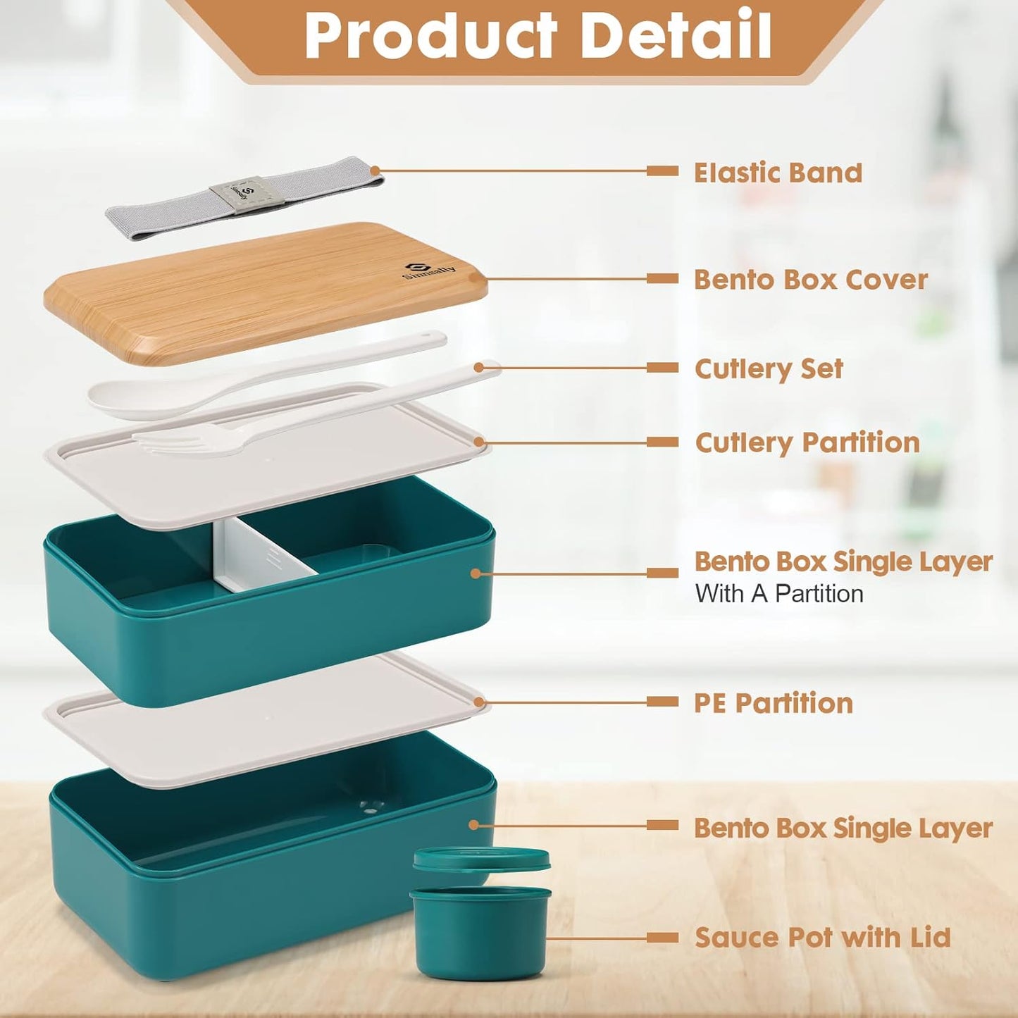 Sinnsally Bento Box Adult Lunch Box,Stackable Japanese Bento Lunch Box Containers for Women/Men with Compartments(47oz),Lunch Containers with Utensil Set,Leak-Proof Lunchbox,Rectangle(Nordic Green)