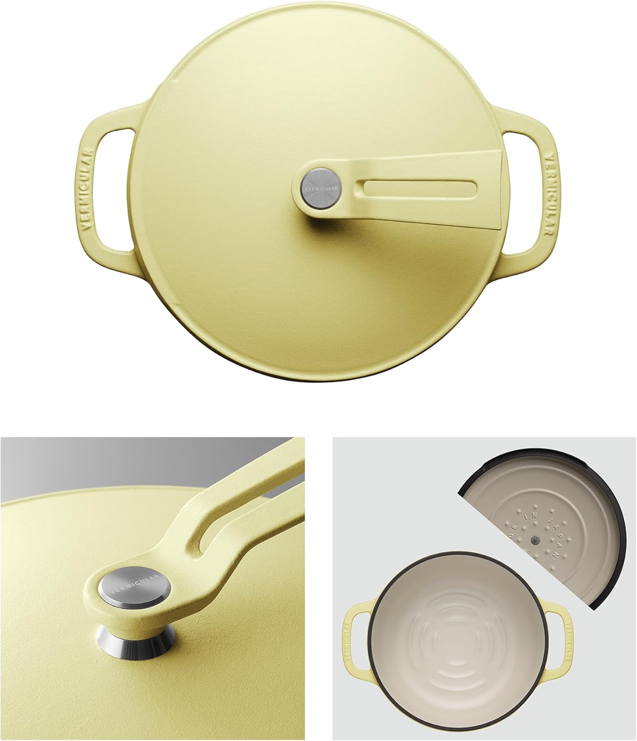 Vermicular Oven Pot 2.0 | Lightweight Enameled Cast Iron Pot | 18cm (2 Qt) | Non-Toxic | Induction-compatible | Dutch Oven | Made in Japan | Matte Chamomile Yellow