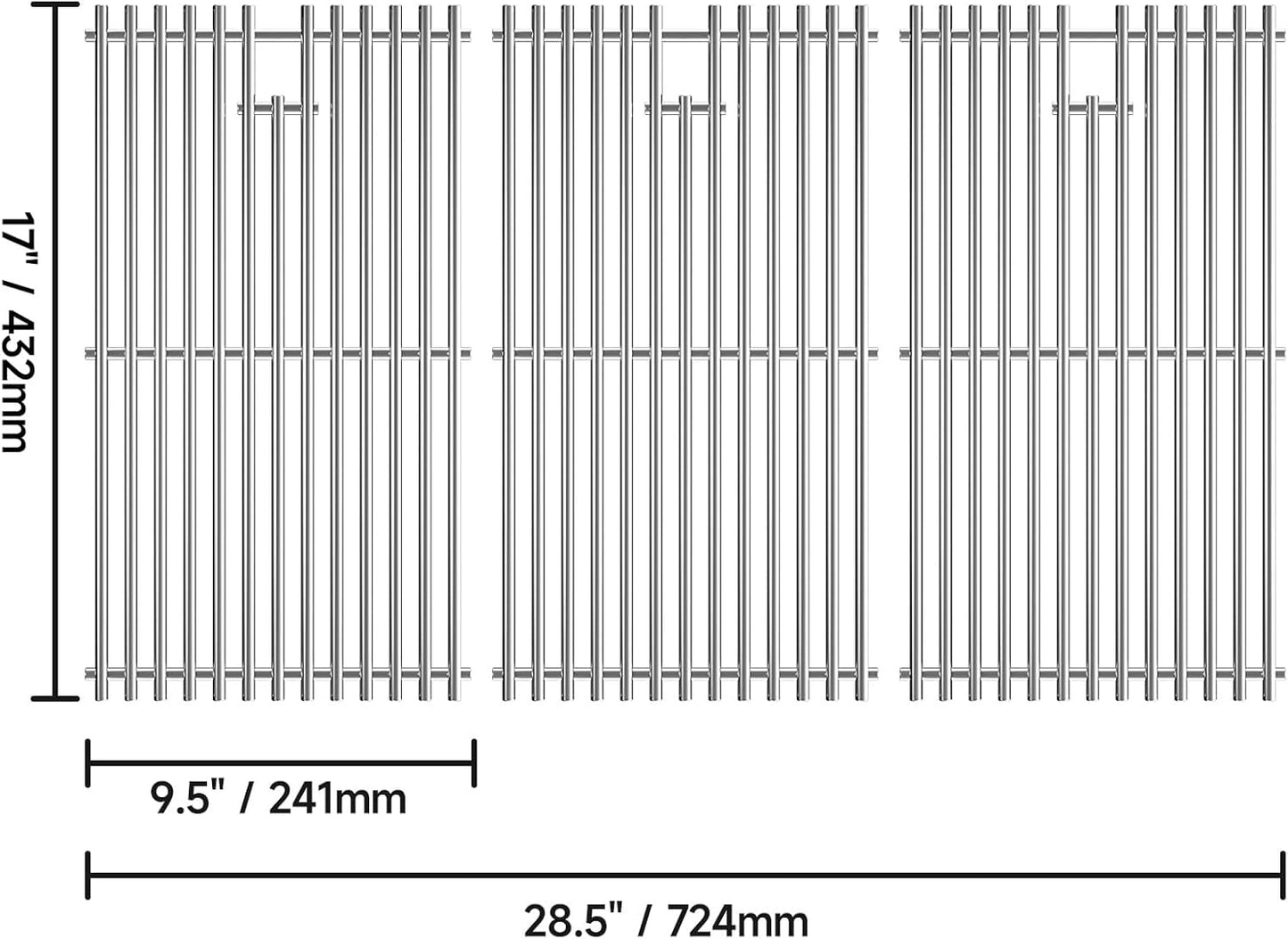 17" Stainless Steel Grill Grates for Charbroil 463242716 Tru Infrared, for Charbroil Commercial 463242715 463276016 463257520 463263924, for Lowe's 606682 Nexgrill 720-0882A BHG 720-0882