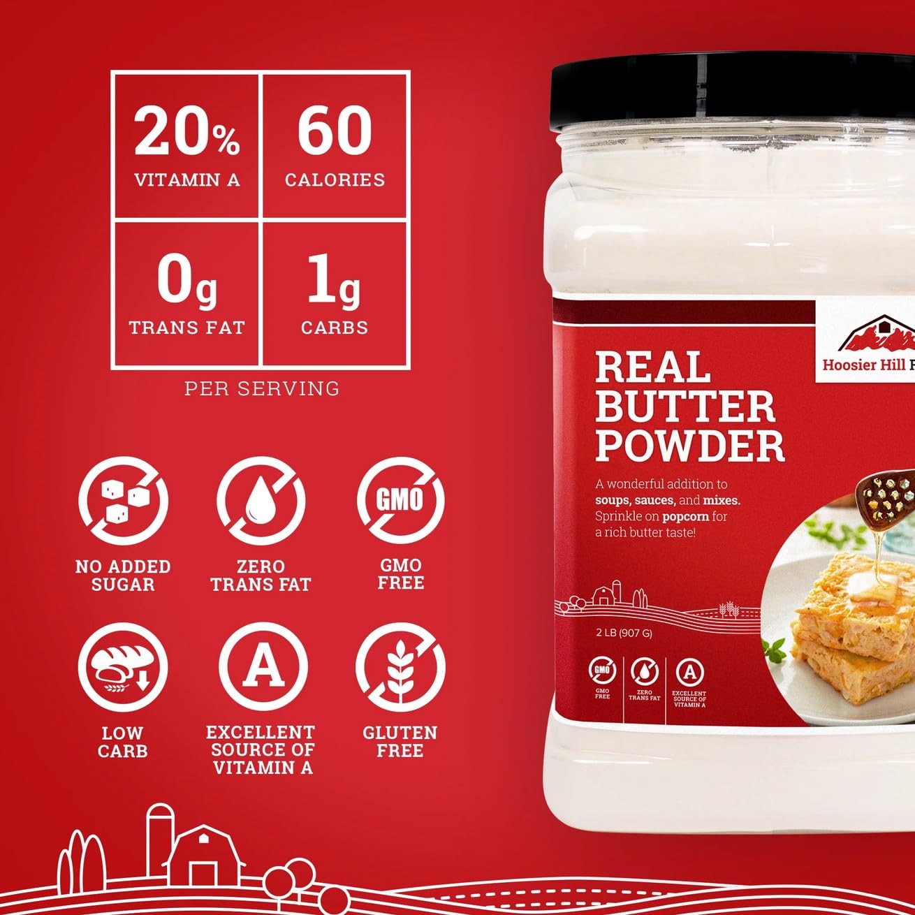 Hoosier Hill Farm Real Butter Powder, 2LB (Pack of 1)