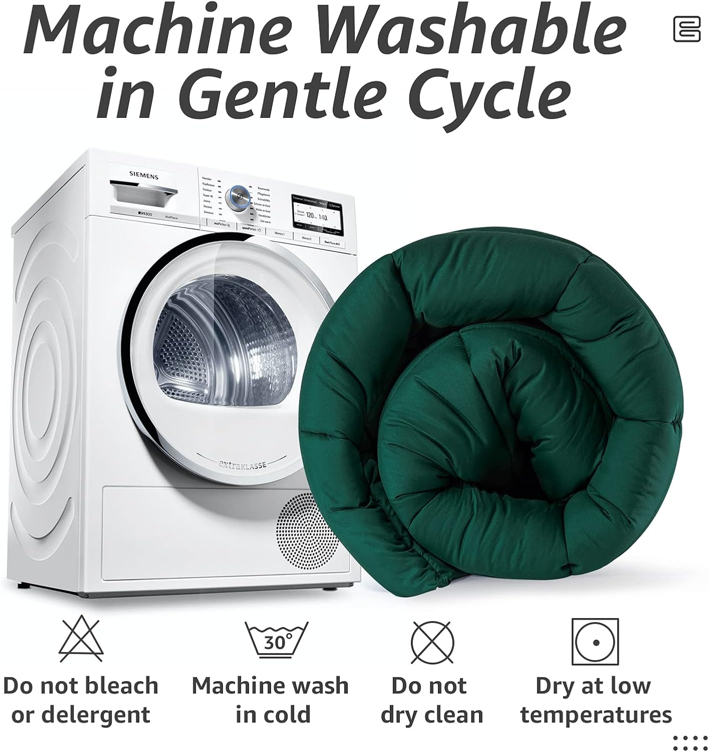 HYLEORY All Season King Size Bed Comforter - Cooling Down Alternative Quilted Duvet Insert with Corner Tabs - Winter Warm - Machine Washable - Emerald Green