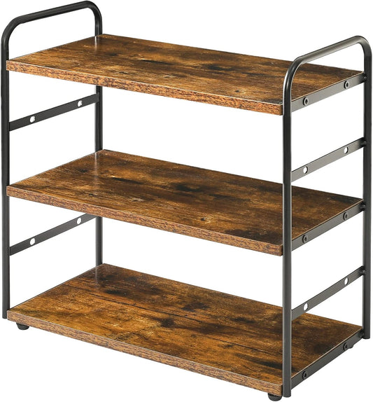 IBUYKE 3-Tier Bathroom Counter Organizer, Tray Countertop Storage Shelf, Kitchen Spice Rack Standing, Counter Standing Rack Cosmetic Holder, Rustic Brown TWJ001H