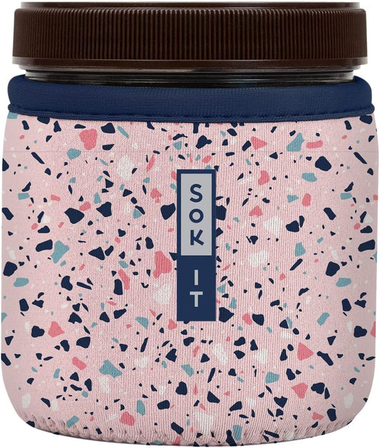 Sok It IceCreamSok Insulated Neoprene Cover (Pink Terrazzo, Straight Ice Cream Pints)