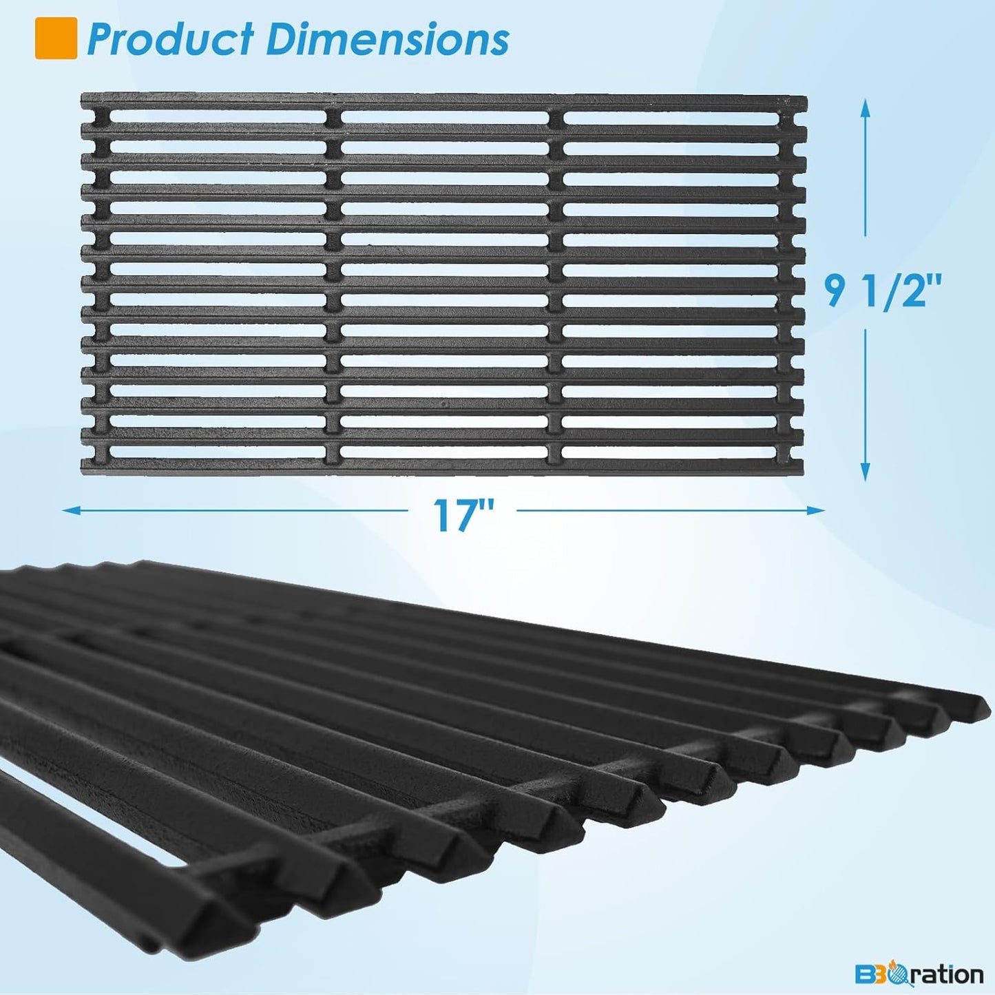 17 x 9 1/2 inch Grill Grate for Charbroil Tru Infrared 4 Burner 463255020 463242715 463242716 463276016 466242715 463257520 466242815 466242816, G541-0016-W2 for Charbroil Grill Grates
