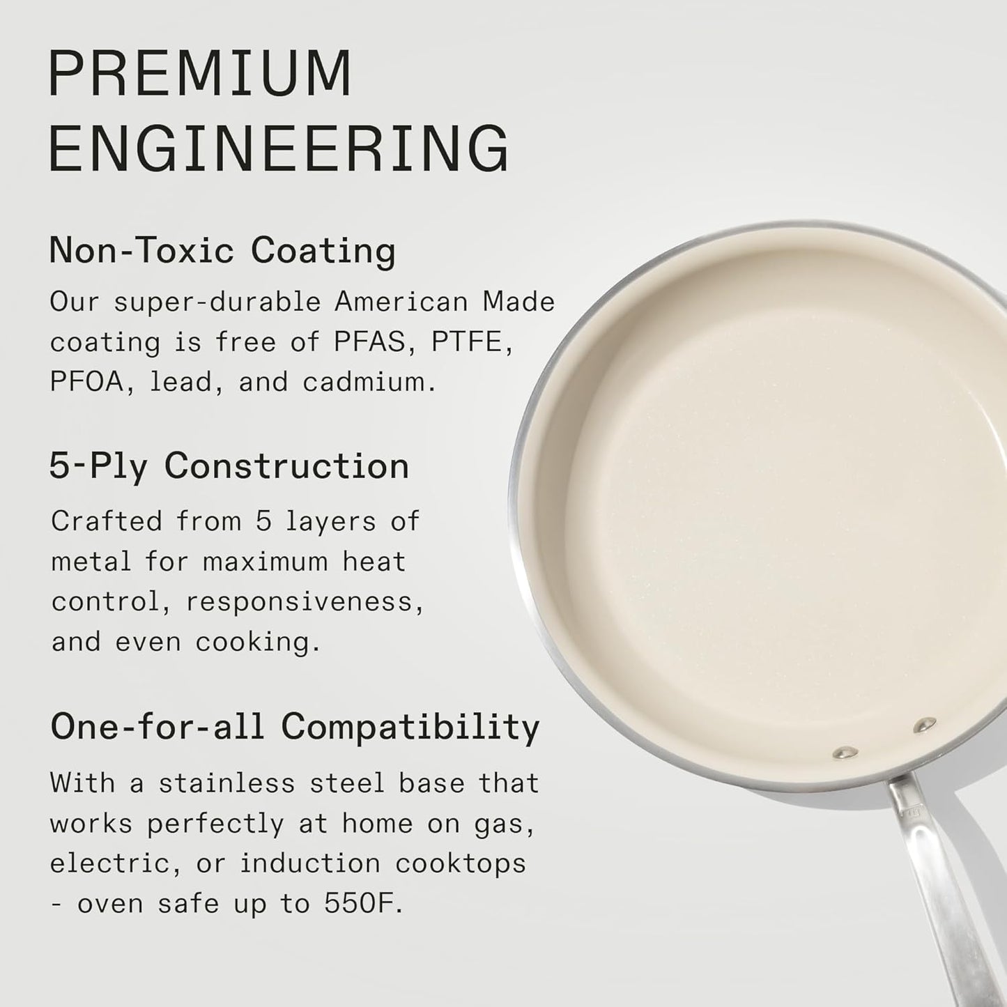 Made In Cookware - 12" Ceramic Non Stick Frying Pan (Stainless Handle) - 5-Ply Stainless Clad with Stay-Cool Handle - Professional Cookware