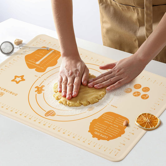 DANIA & DEAN Silicone Baking Mat - Upgrade 26x16 Inch Extra Thick Pastry Mat with Measurements, Non-Slip and Reusable, Kneading Dough Mat for Kitchen Counter, Bread, Cookies, Pizza, Fondant, Pasta