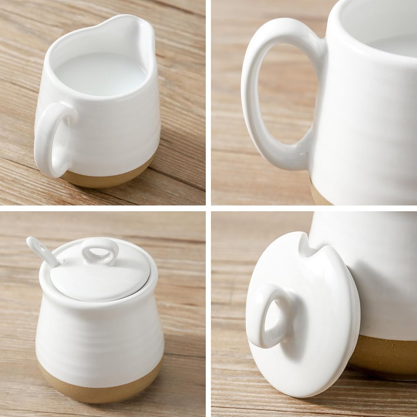 glowworm Sugar and Creamer Set, Vintage Porlcelain Pitcher Creamer Sugar Bowl with Lid, 11 Ounce Sugar Bowl, 10 Ounce Cream Pitcher, Dishwasher Safe, White