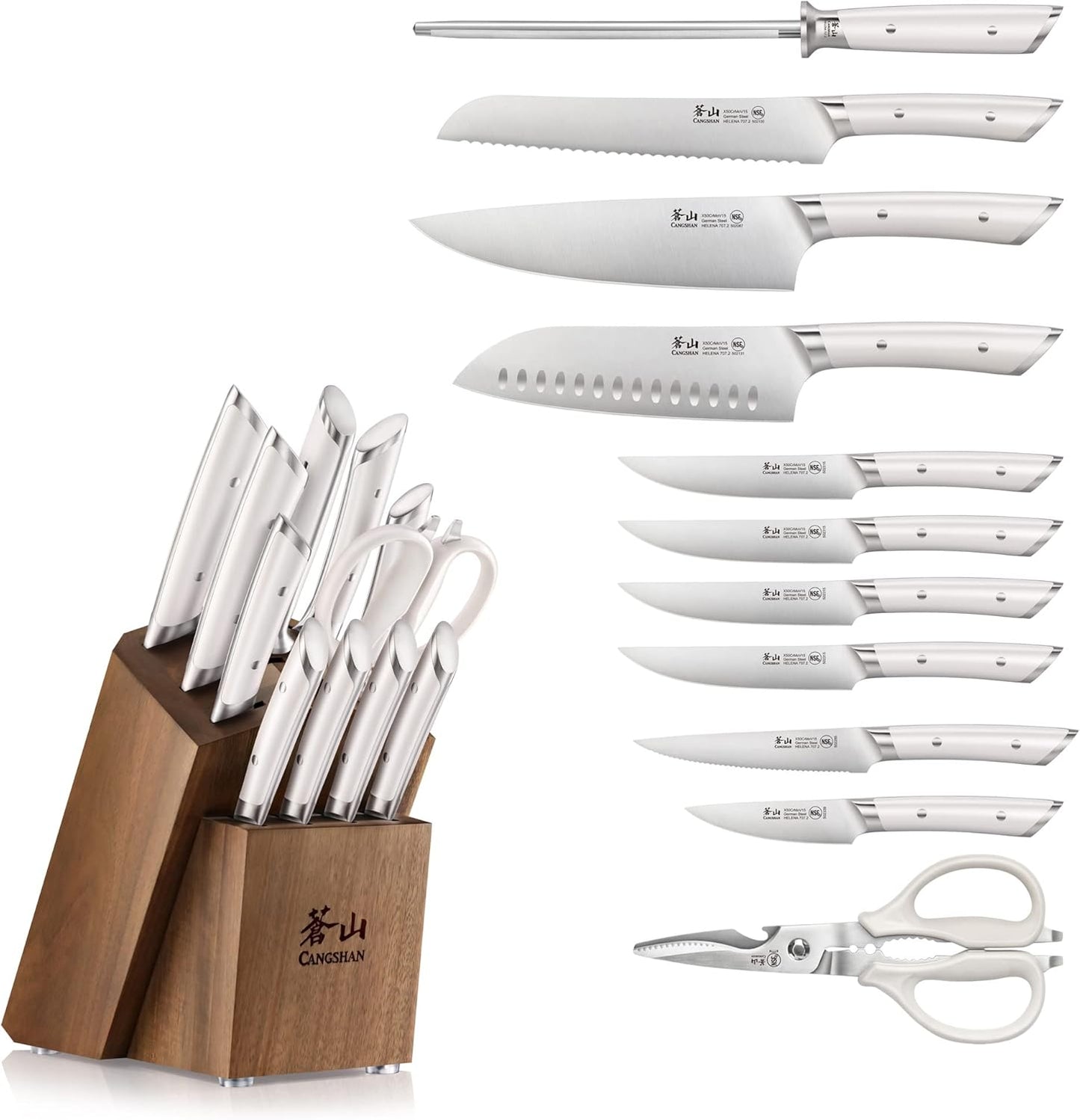 Cangshan HELENA Series German Steel Forged Knife Block Set (12-Piece, White), Oprah's Favorite Things 2023