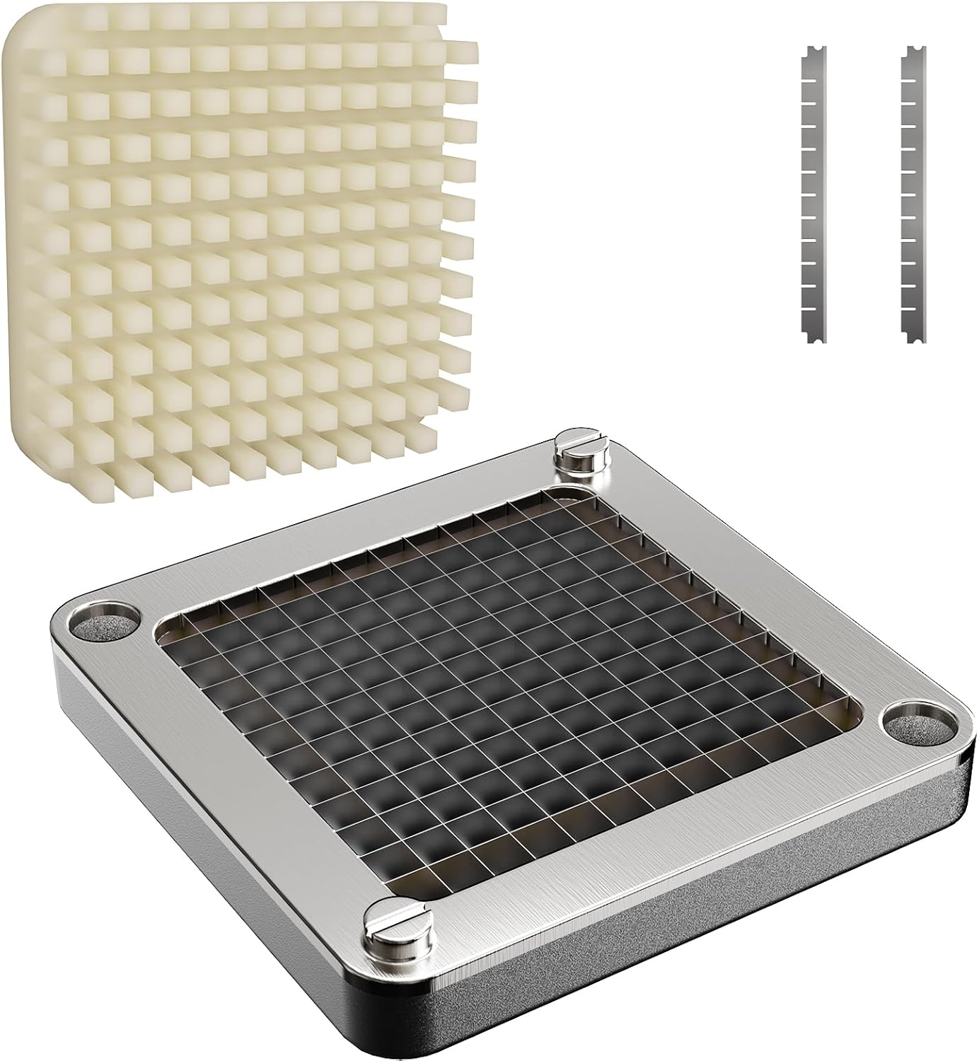 1/4" Replacement Vegetable Chopper Blade, 420j2 Stainless Steel Interchangeable Blade & Pusher Block Set for Commercial Vegetable Dicer Fruit Cutter