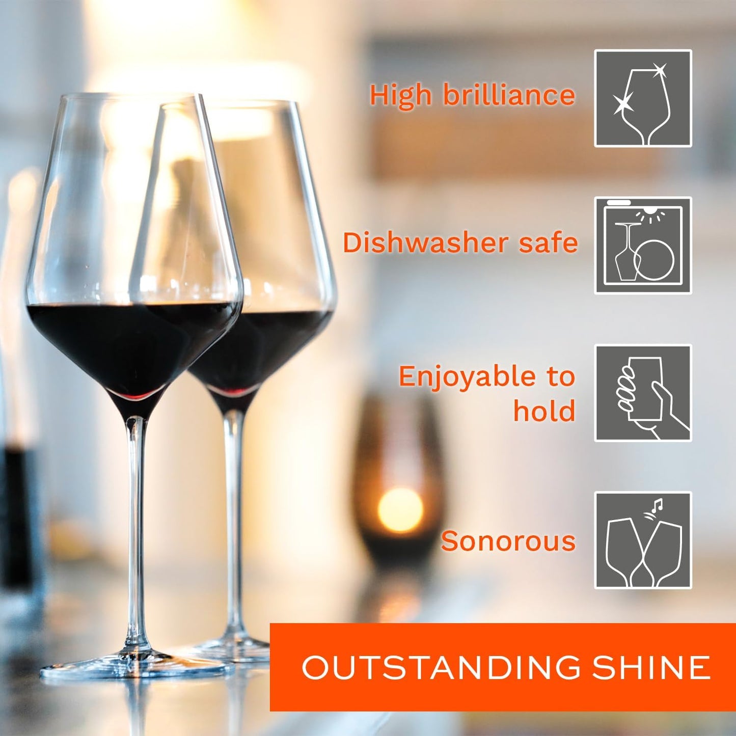 Stölzle Lausitz Red Wine Glasses 4 Set (QUATROPHIL). Dishwasher Safe Red Wine Glasses (20 fl oz). Durable Crystal Glasses - Genuine Stölzle Wine Glass