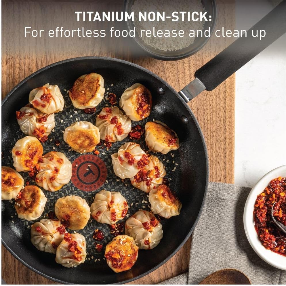 T-fal Ultimate Hard Anodized Non Stick Jumbo Cooker With Lid & Helper Handle 5 Quart, Oven Broiler Safe 400F, Lid Safe 350F, Cookware, Deep Frying Pan, Skillet, Pots and Pans, Dishwasher Safe, Grey