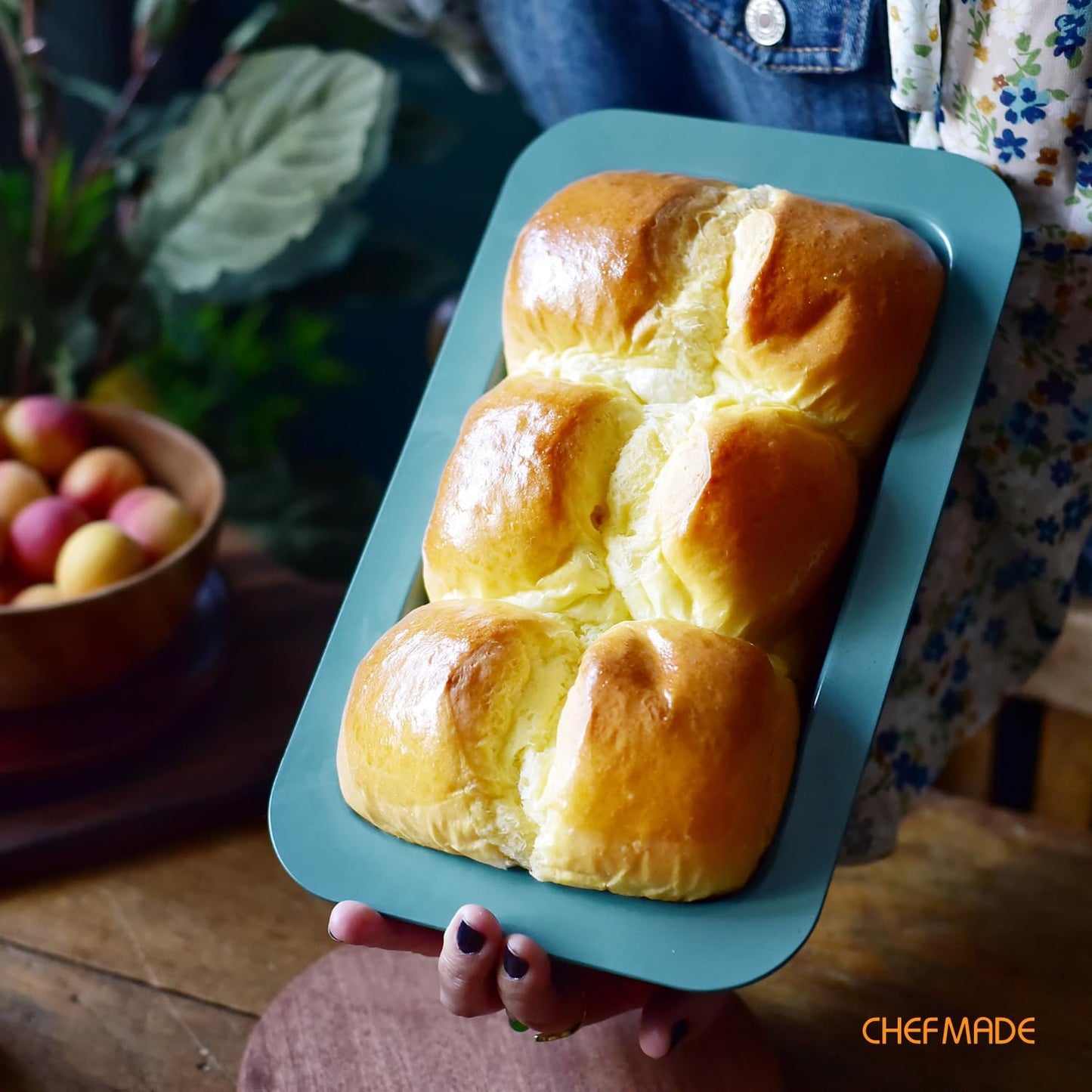 CHEFMADE Bread Loaf Pan, 9.6" x 5.3" Nonstick Meatloaf Pan, Bakeware for Oven Baking，Homemade Bread （Green）