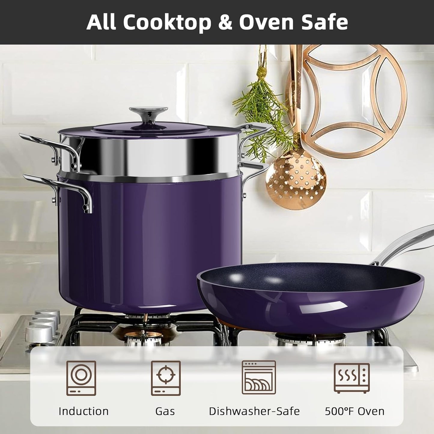 Nuwave Lux 13pc Forged Lightweight Cookware Set PFAS Free, Healthy G10 Duralon Ceramic Coating, Ultra Non-Stick, Stay-Cool Handles, Works on All Cooktops & Induction Ready