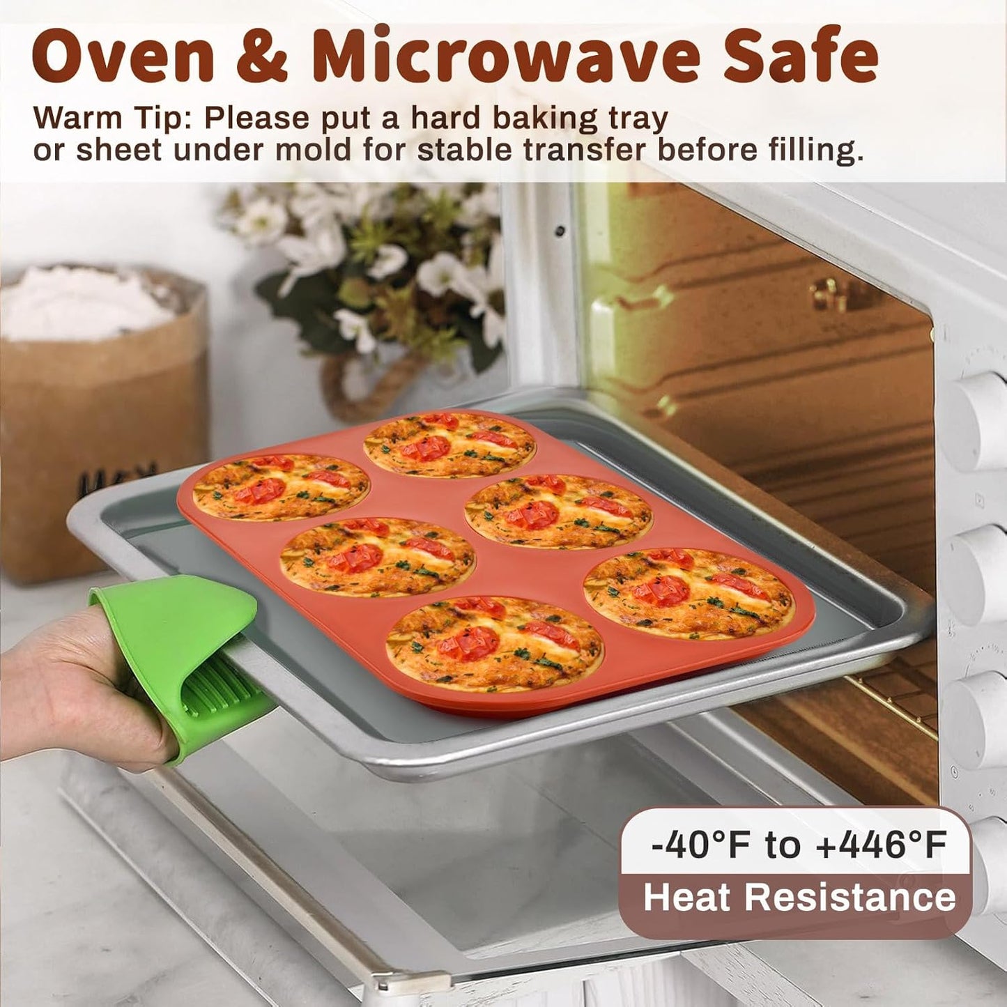 JOERSH 2-PK Silicone Egg Mold Non-Stick 4 Inch Jumbo Size Muffin Top Pan, Large Round Silicone Molds for Baking Hamburger Bun, Egg Bites, Breakfast Sandwiches, Pancakes