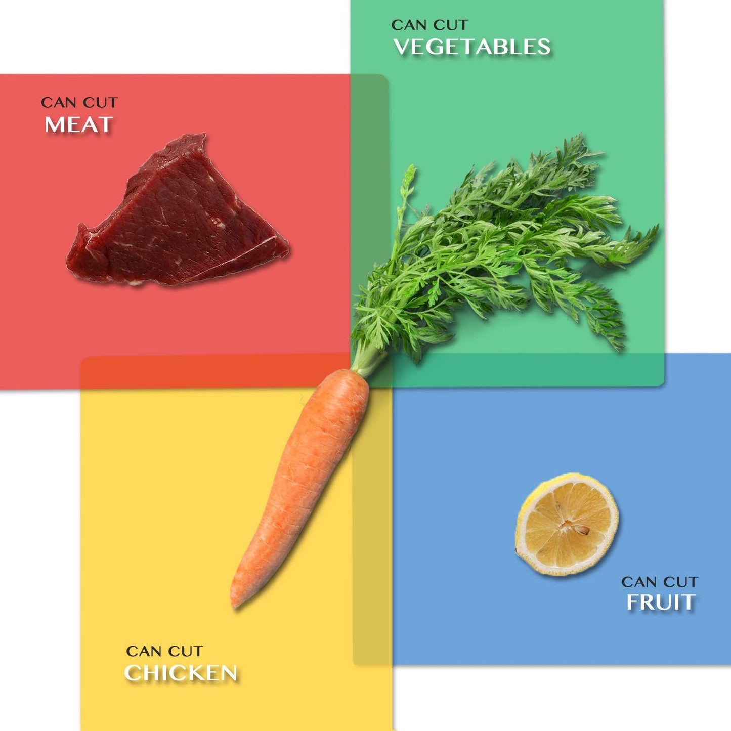 Fotouzy Flexible Plastic Cutting Boards for Kitchen, 4 Translucent Colors Cutting Mats 15 x 12 In, BPA-Free, Non-Porous, Dishwasher Safe, Set of 4