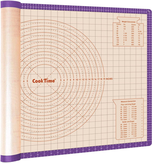 Silicone Pastry Mat 36 x 24 Inch - Larger Silicone Baking Pastry Mat for Rolling Dough,Non Slip Silicon Dough Sheet with Measurement,Perfect for Making Pie,Pizza(Purple)