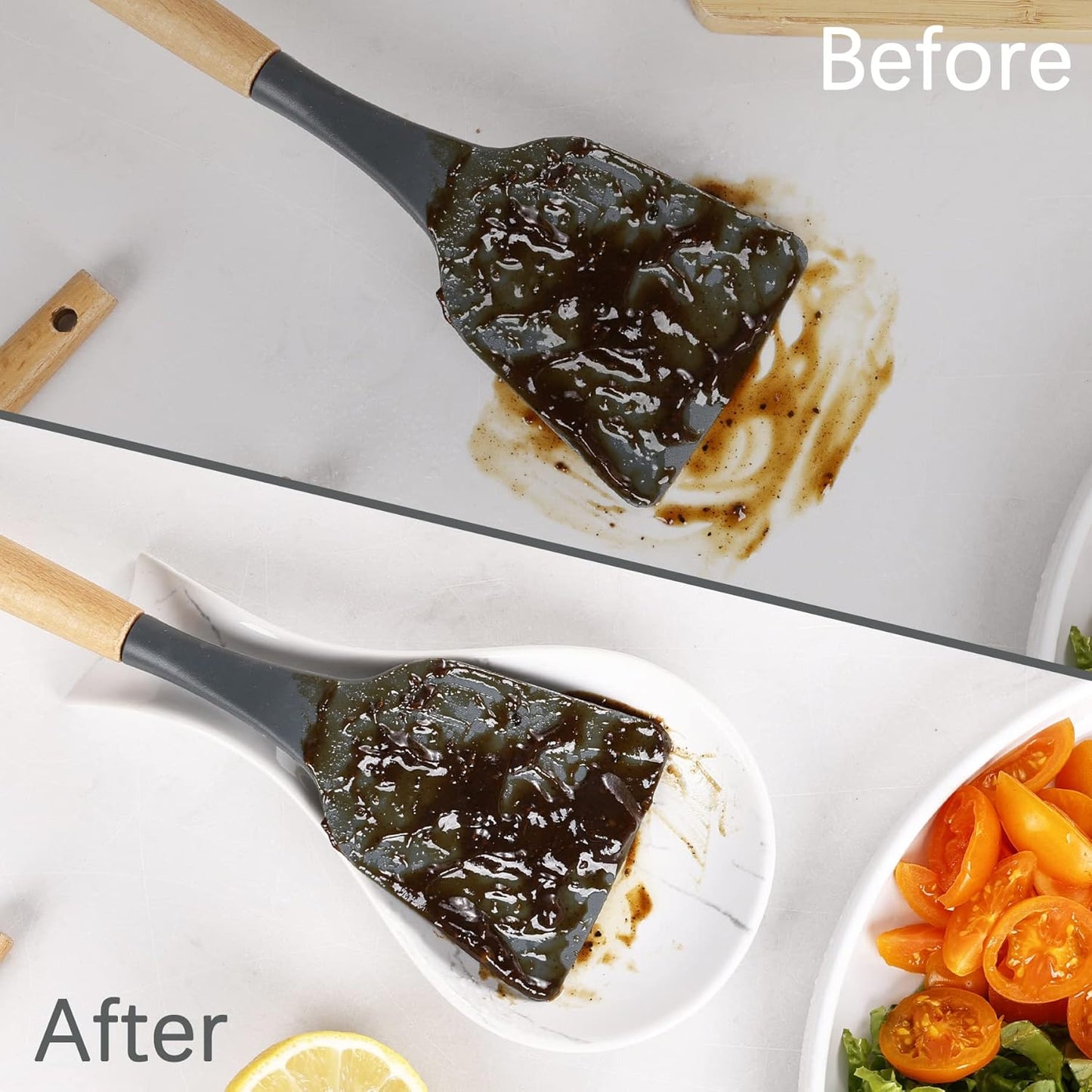 Spoon Rest for Stove Top 2PCS, Kitchen Spoon Holder Set, White Marble Spoon Rest for Counter, Ceramic Cooking Utensil Rest for Spatula, Tong, ANTIS'S HOME