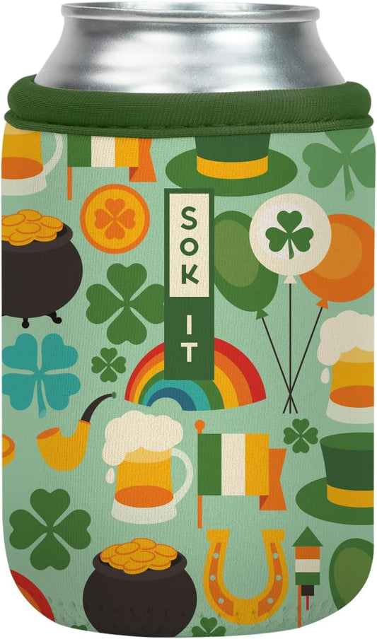 Sok It CanSok Sleeve for Beer & Soda Insulated Neoprene Cover (Irish Charm, 12oz Can Sleeve)