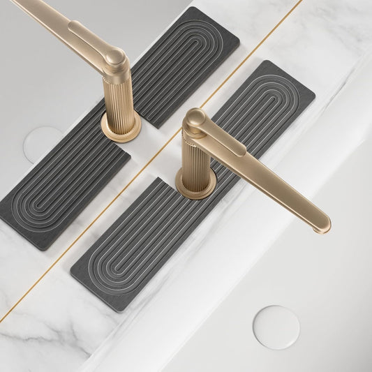 Faucet Mat for Kitchen Sink, Diatomite Stone Drying Sink Protectors, Bathroom Faucet Splash Guard, Quick Dry Water Absorbing, Non-Slip Stone Tray for Kitchen Counter, Grey, 15.7" x 3.9"