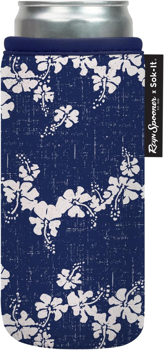 Sok It CanSok Sleeve for Beer & Soda Insulated Neoprene Cover (Reyn Spooner 50th State Flower, 12oz Slim Can Sleeve)