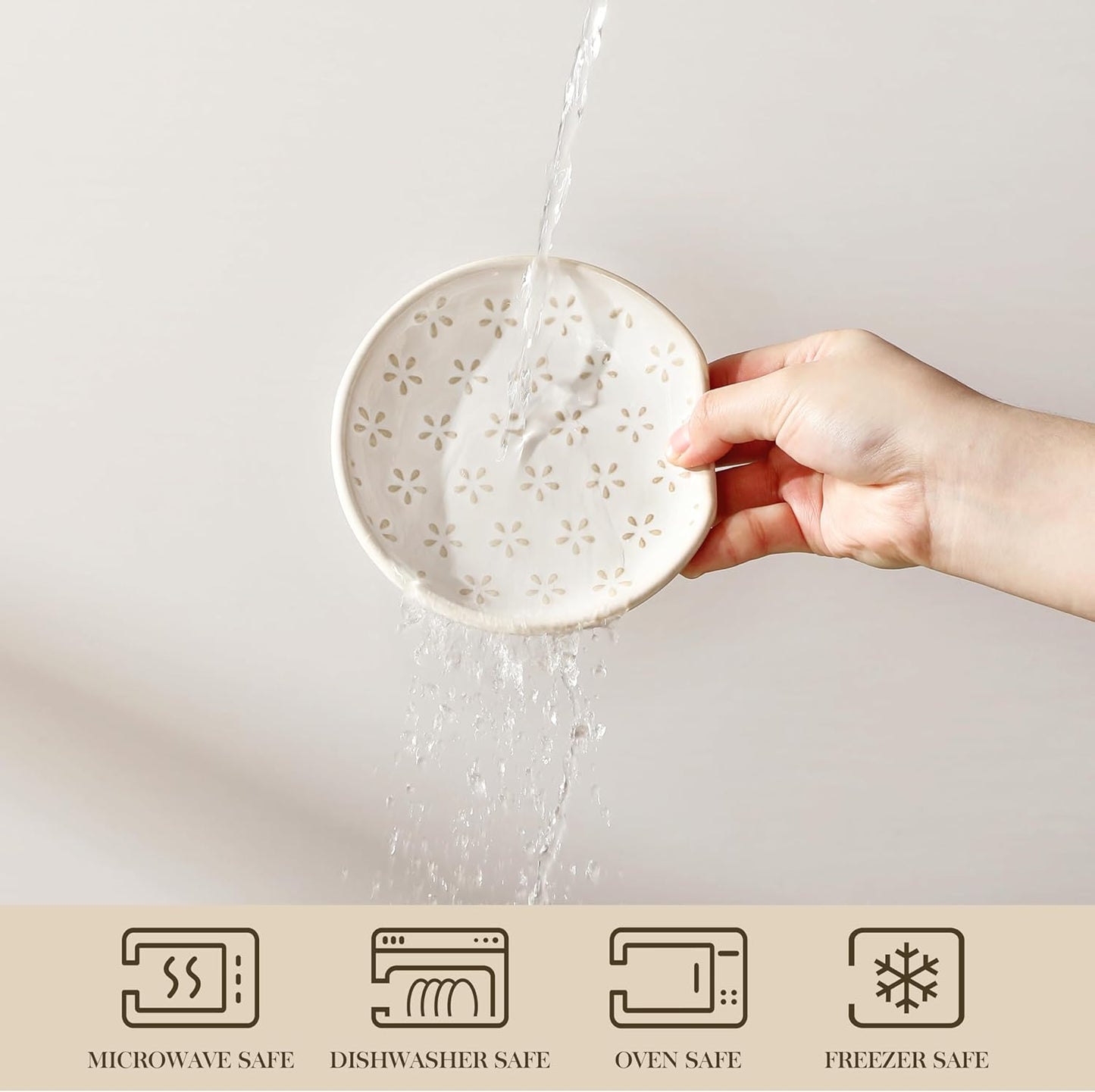 MALACASA Ceramic Spoon Rest for Stove Top, 4.8 inch Cooking Spoon Holder for Kitchen Counter,Utensil Rest for Ladle, Spatula, Spoons or Tongs, Modern Farmhouse Kitchen Décor - 01, Series LYDIA