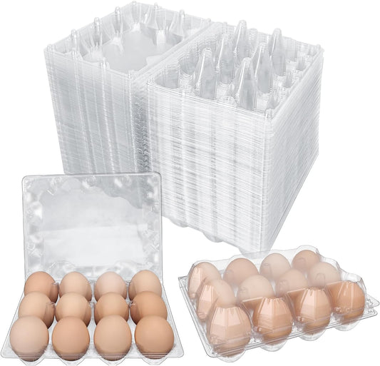 120 Pack Bulk Egg Cartons, Clear Plastic Chicken Egg Holders, Egg Tray Carton Holder for Home & Kitchen, Farm & Market Use, An Eco-Friendly Egg Storage Solution, 12 Grids
