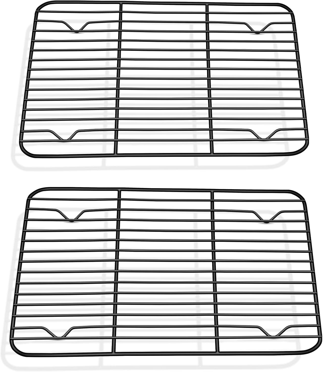 P&P CHEF Cooling Baking Rack Pack of 2, Stainless Steel Cooling Racks for Cooking Baking Roasting Grilling Drying, Dense Wires & Smooth Edge, Easy to clean, Black, 9.7" x 7.3"