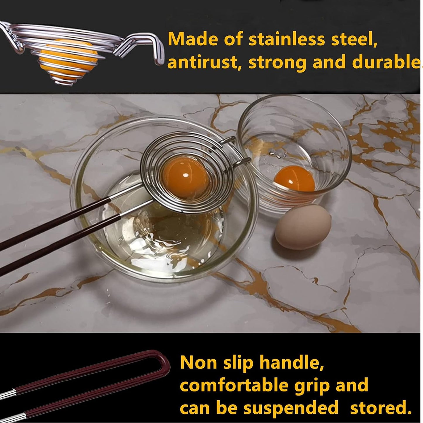 Egg Separator Egg Yolk White Separator Separation Tool Duck Eggs Separators Stainless Steel Egg Yolk Filter Long Handled Separator Divider Egg White Seperater For Cooking Baking And Stirring （Red)