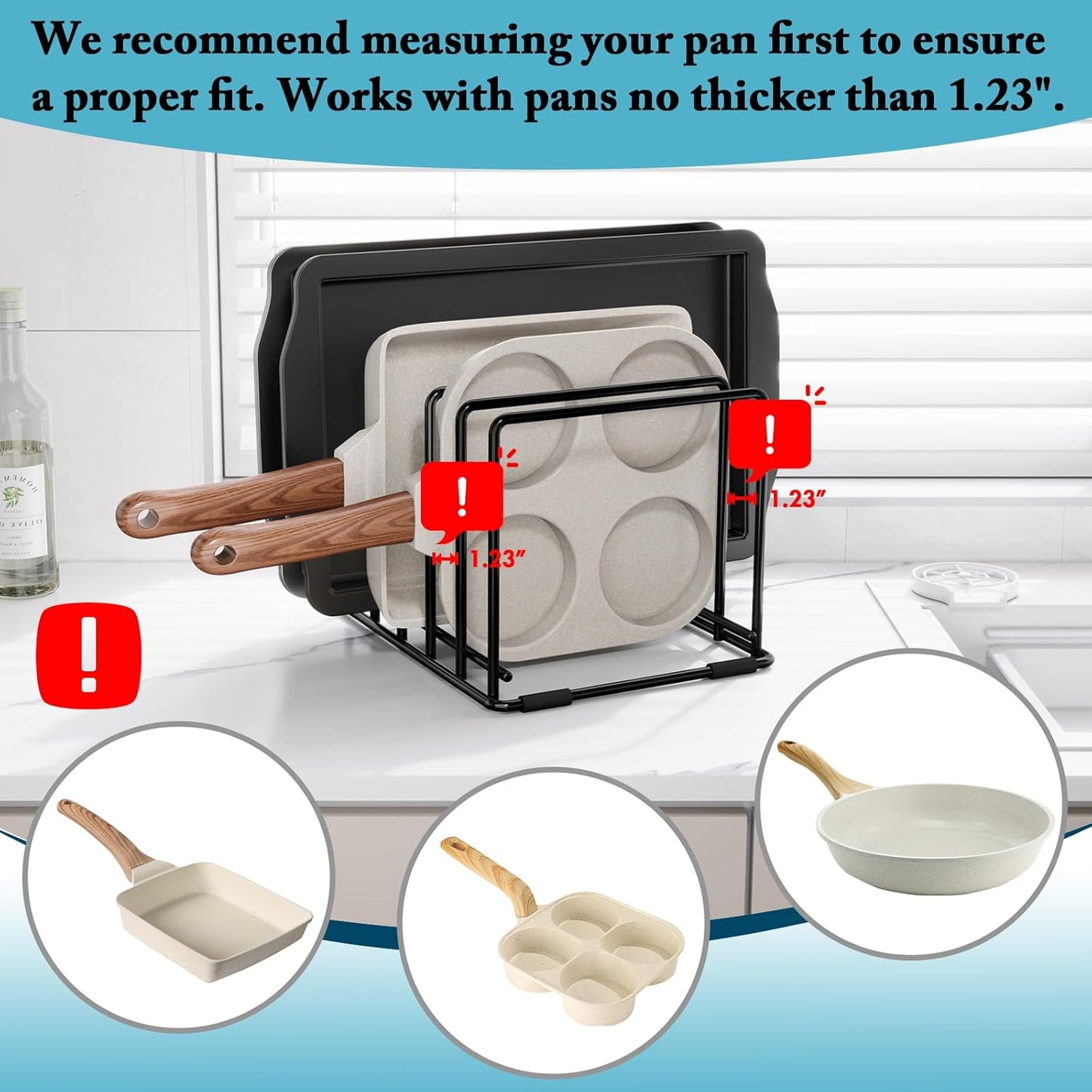 2-Pack Cutting Board Organizer, 5-Slot Steel Kitchen Storage Rack for Cutting Boards, Baking Trays, and Thin Pans - Compact Clutter-Free Solution