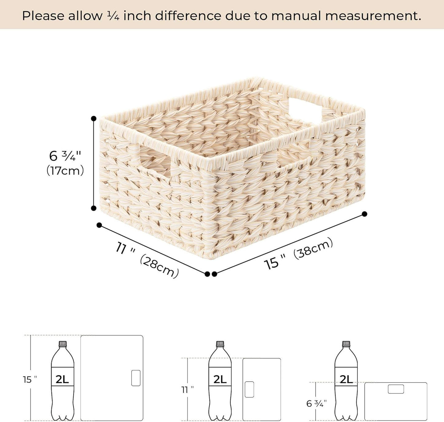 GRANNY SAYS Wicker Storage Baskets for Shelves, Waterproof Wicker Baskets for Organizing, Woven Basket for Shelves, Decorative Basket for Entryway, Butter Milk
