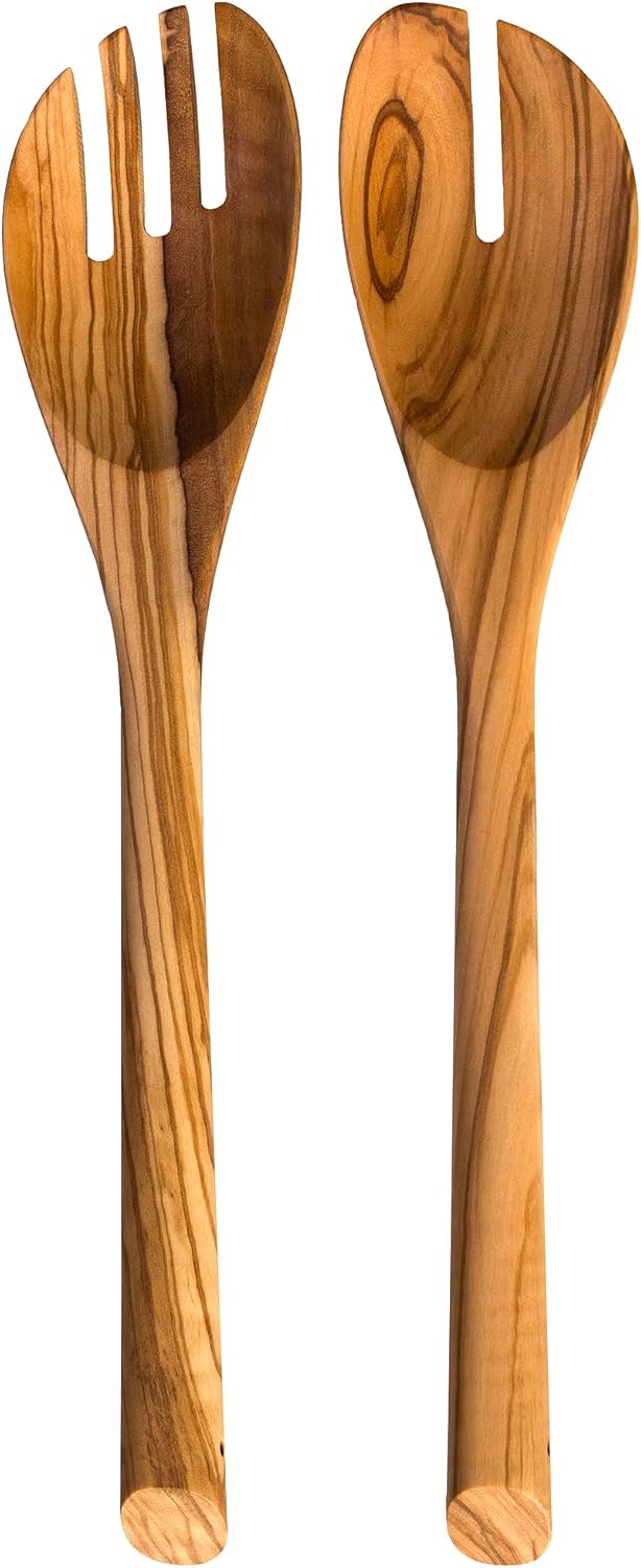 Rock & Branch Olive Wood Salad Serving Utensils, Great for Tossing and Serving Salad, Pasta and More
