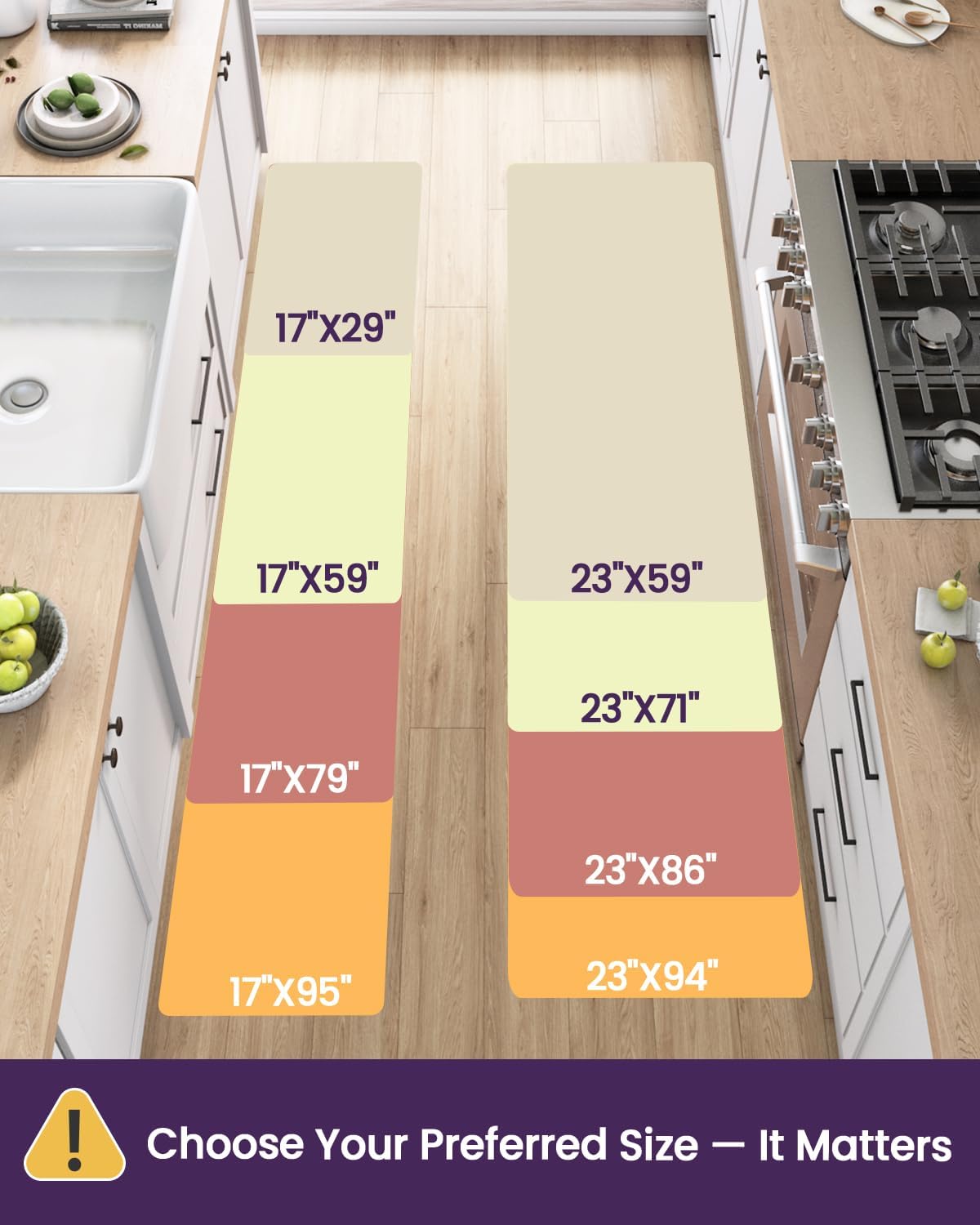 DEXI Kitchen Floor Mats Cushioned Anti Fatigue, 23x94, Large Long Standing Runner Rug Waterproof, Comfort Memory Foam Padded for Front Sink Laundry, Beige