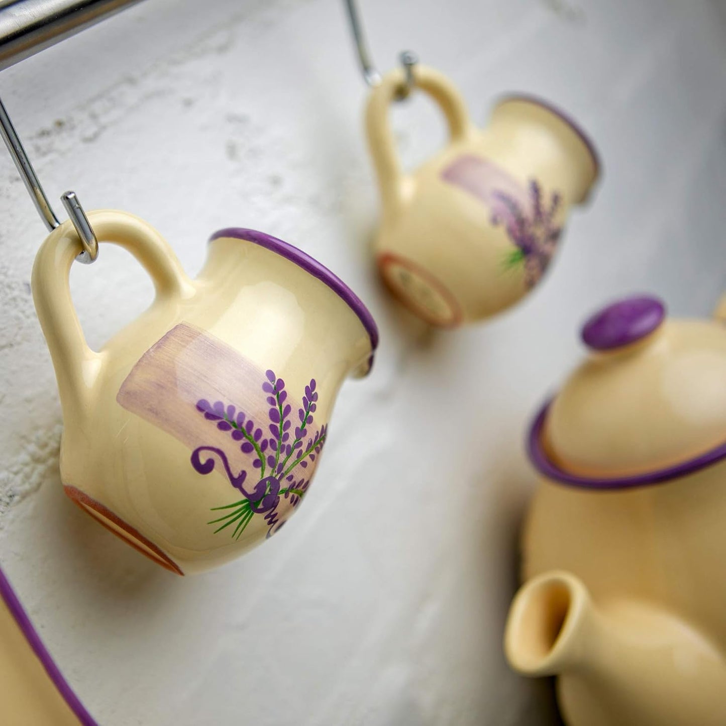 Handmade Lavender Floral Purple And Cream Small 150ml/5oz Ceramic Creamer, Milk Jug, Pourer, Pitcher Jug, Pottery Housewarming Gift for Tea Coffee Lovers by City to Cottage®