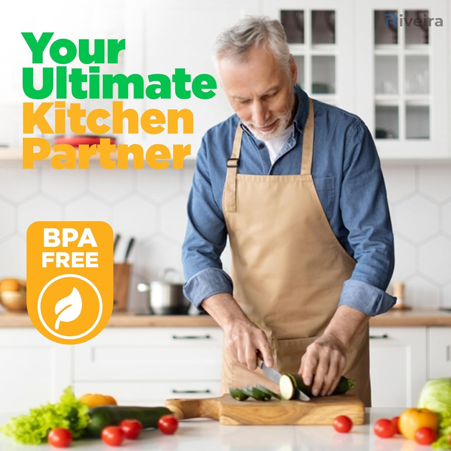 Riveira Wood Cutting Board – Gourmet Bamboo Grandeur: 15 x 10 Inches Wooden Cutting Boards For Kitchen – Natural Cutting Boards For Kitchen – Innovative Juice Grooves Non Toxic Cutting Board