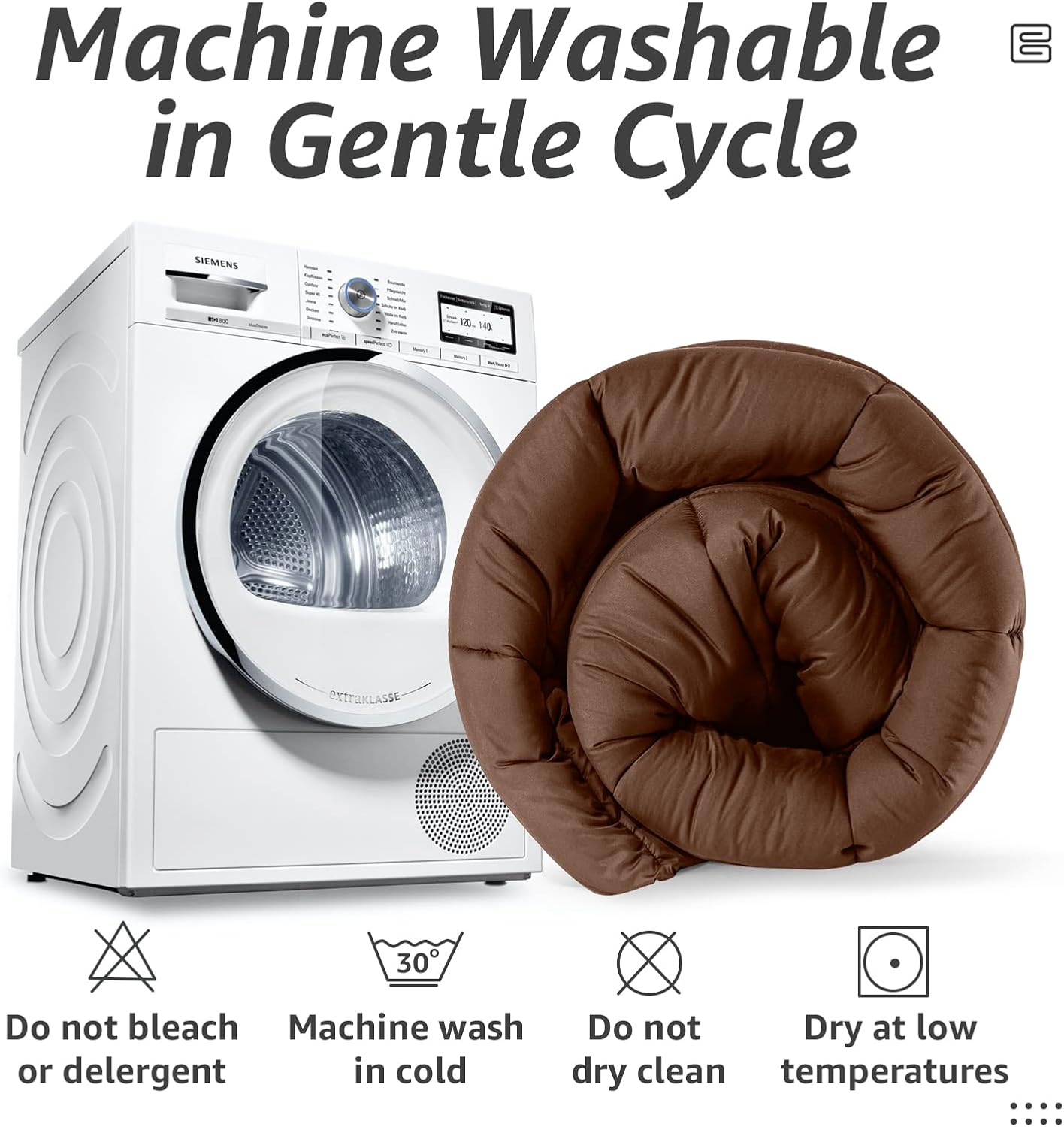 HYLEORY All Season King Size Bed Comforter - Cooling Down Alternative Quilted Duvet Insert with Corner Tabs - Winter Warm - Machine Washable - Mocha Coffee